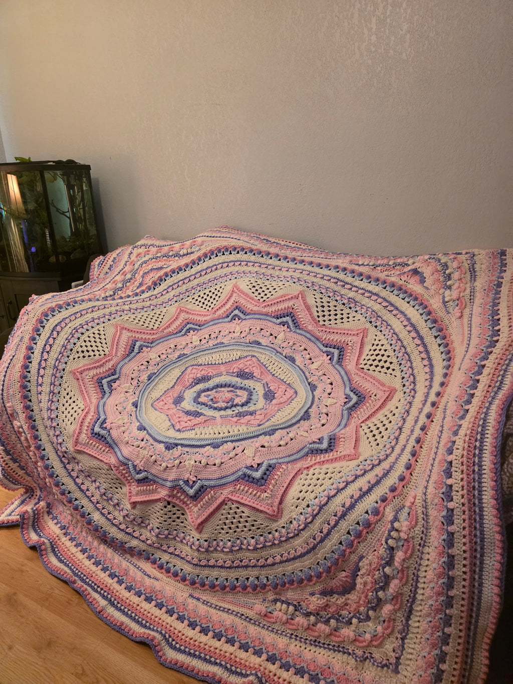 Handmade 84in square king size crochet blanket