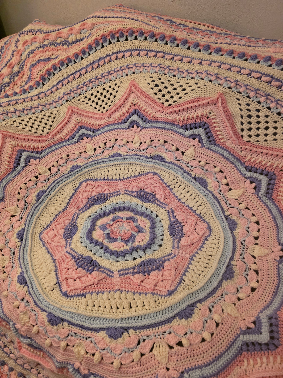 Handmade 84in square king size crochet blanket