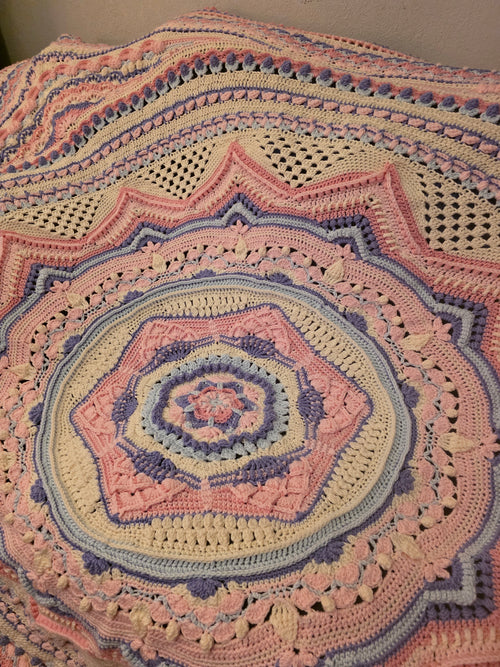 Handmade 84in square king size crochet blanket