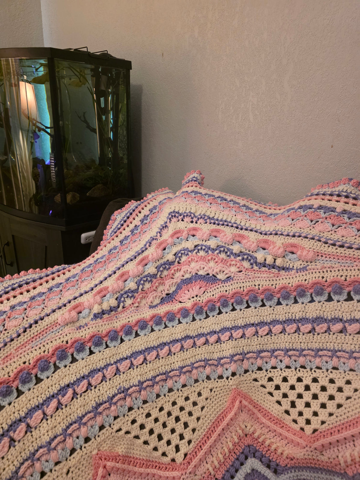 Handmade 84in square king size crochet blanket