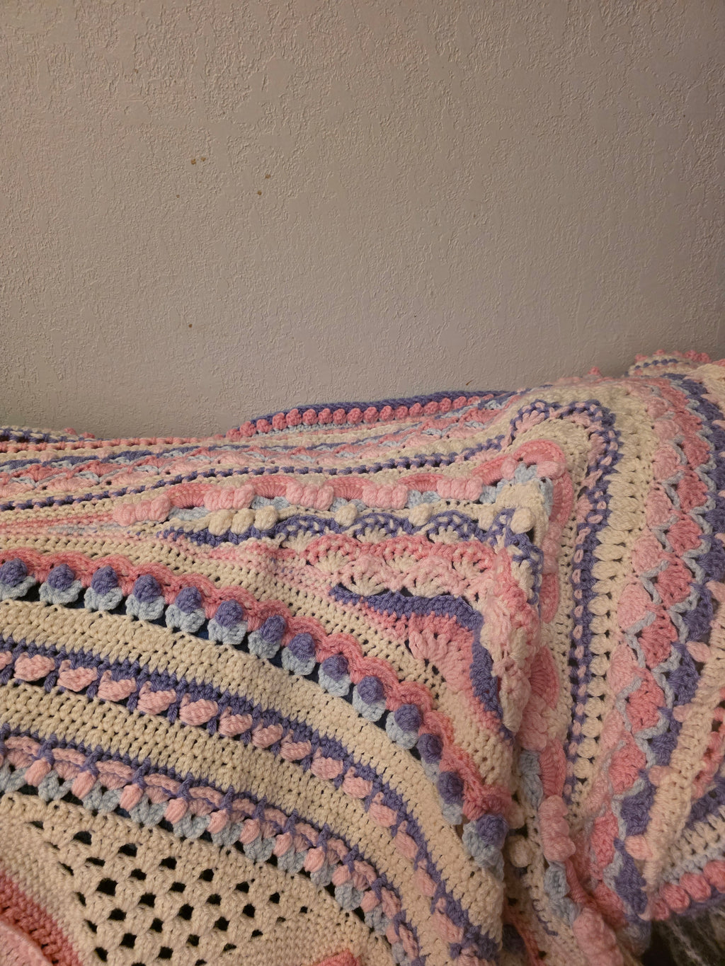 Handmade 84in square king size crochet blanket