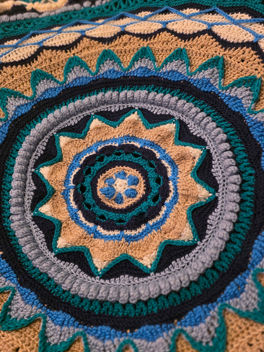 Handmade blue,teal 60in round