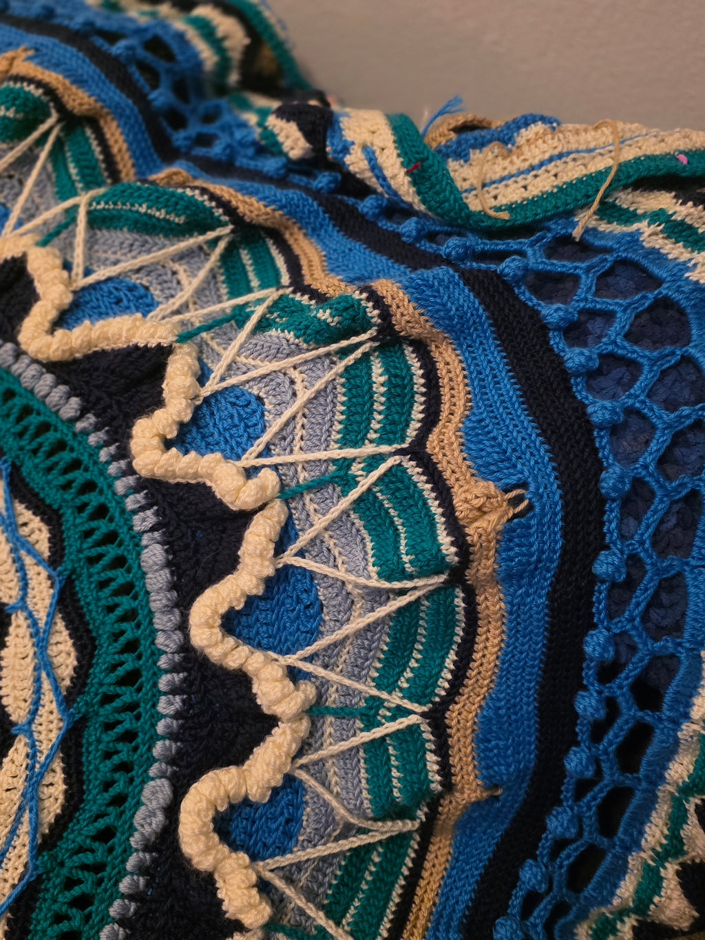 Handmade blue,teal 60in round
