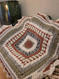 Handmade 54in sage, rose, grey, white afghan