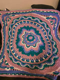 Handmade Pink,Green,purple Crochet Blanket – 40" × 40"
