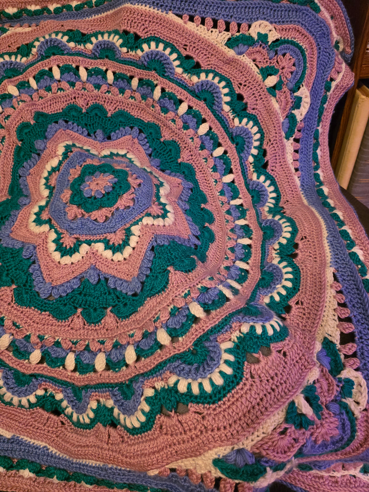 Handmade Pink,Green,purple Crochet Blanket – 40" × 40"