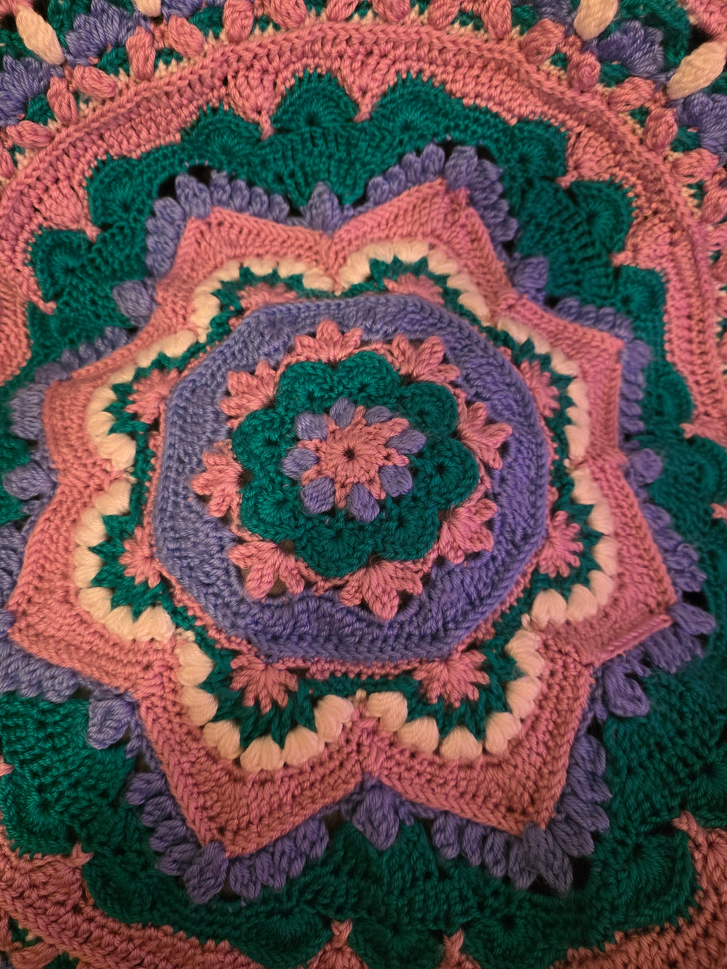 Handmade Pink,Green,purple Crochet Blanket – 40" × 40"