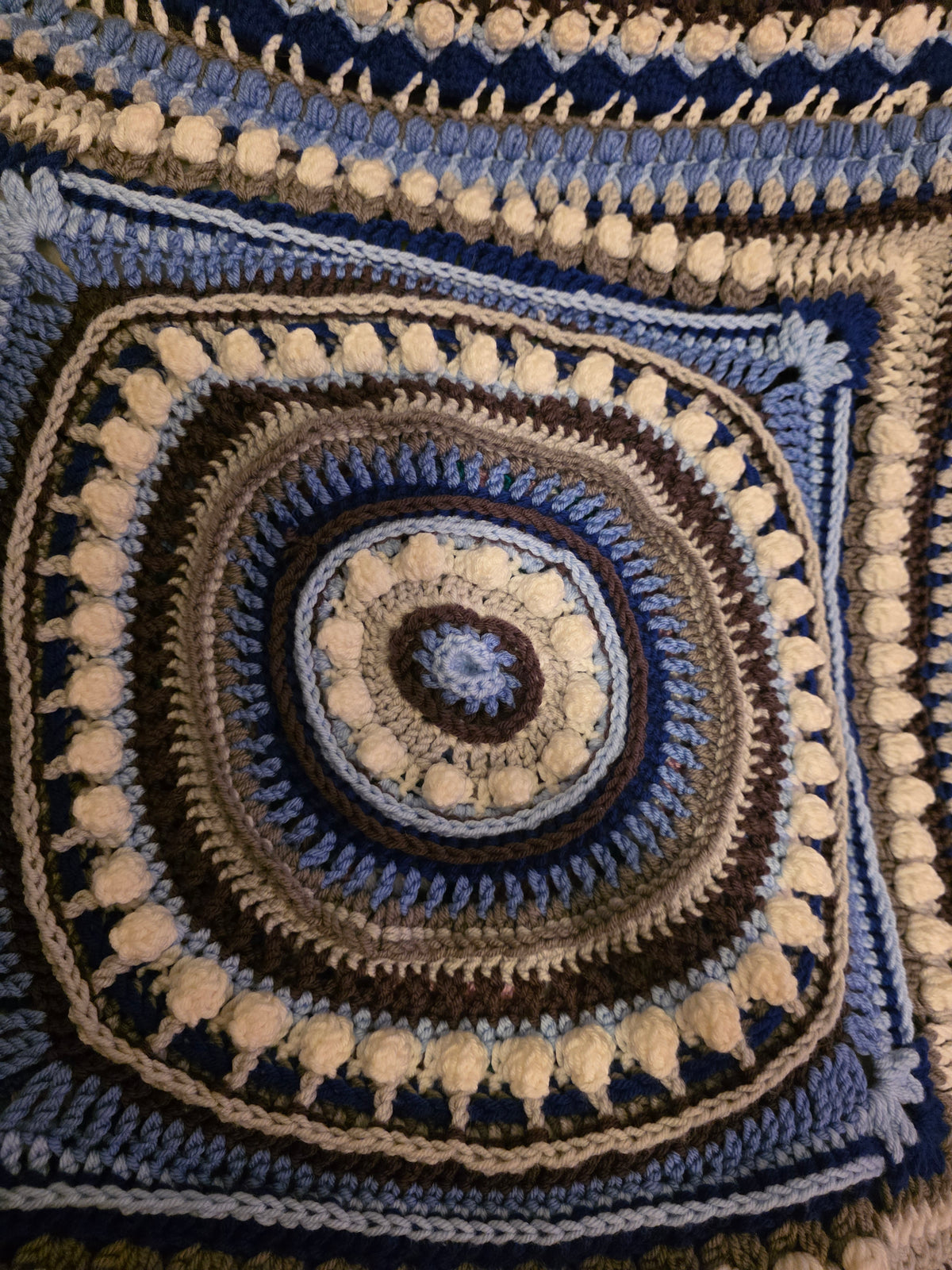 Handmade Blue Crochet Blanket – 42" × 42