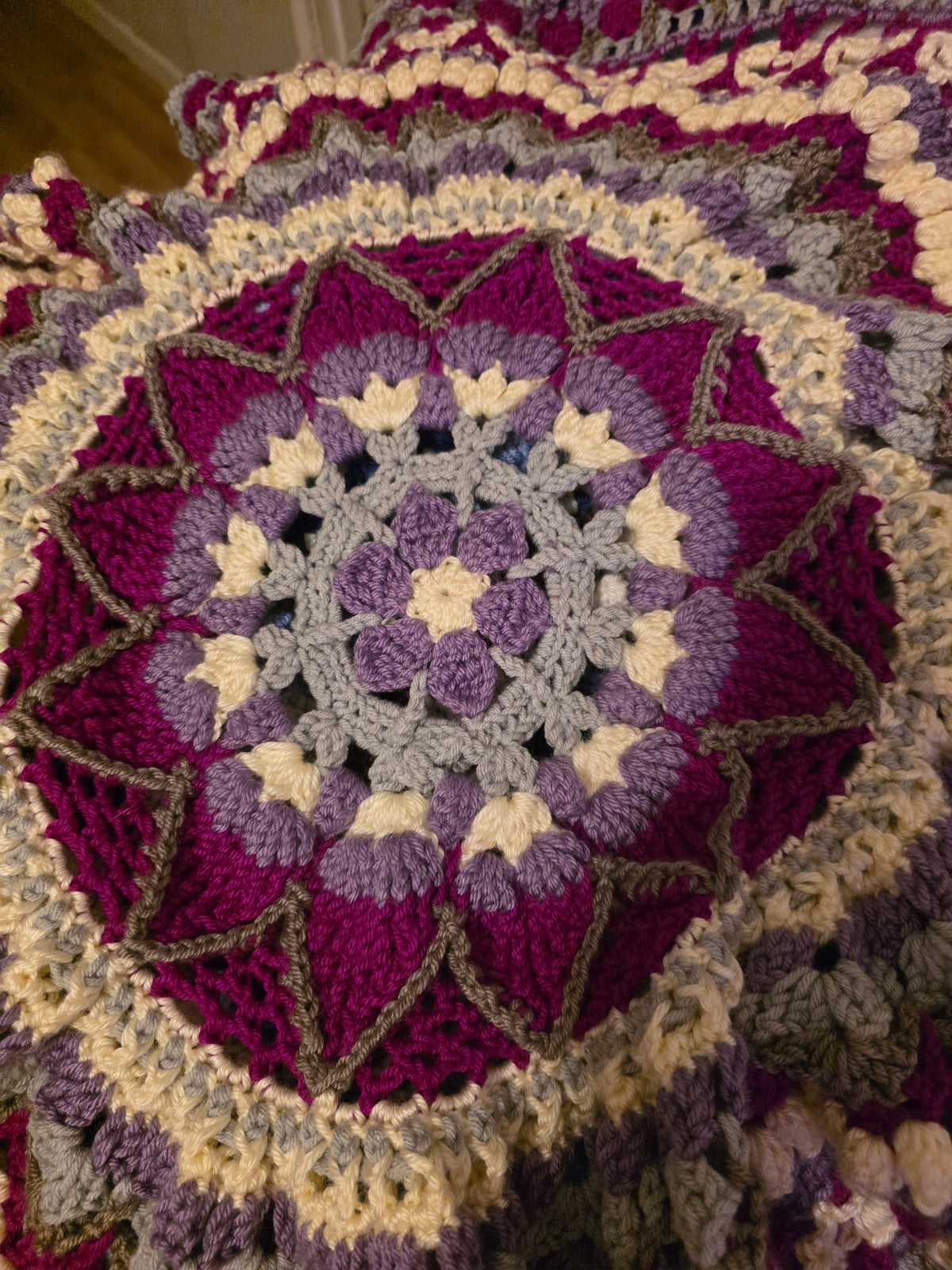Handmade 31 in  Round crochet blanket