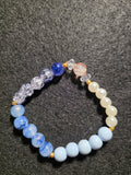Handmade Blue & Pearl Beaded Stretch Bracelet