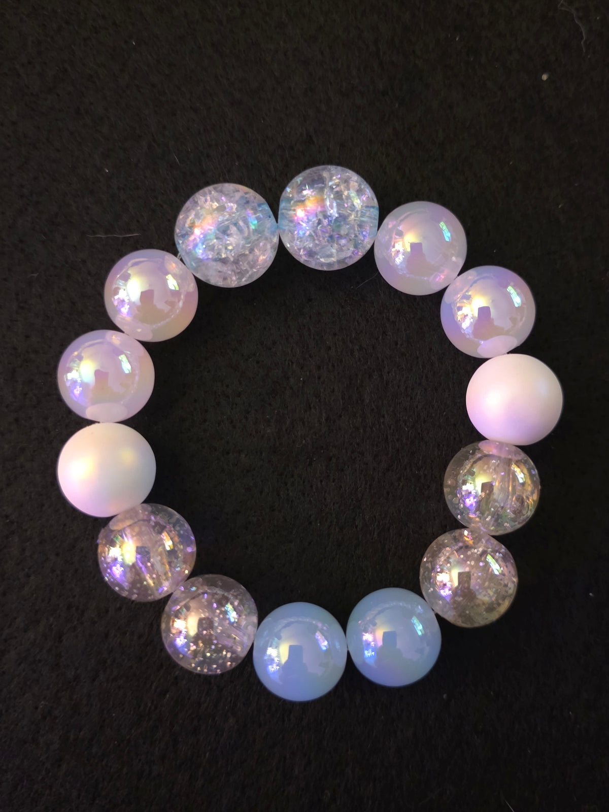Handmade Iridescent Pastel Beaded Stretch Bracelet