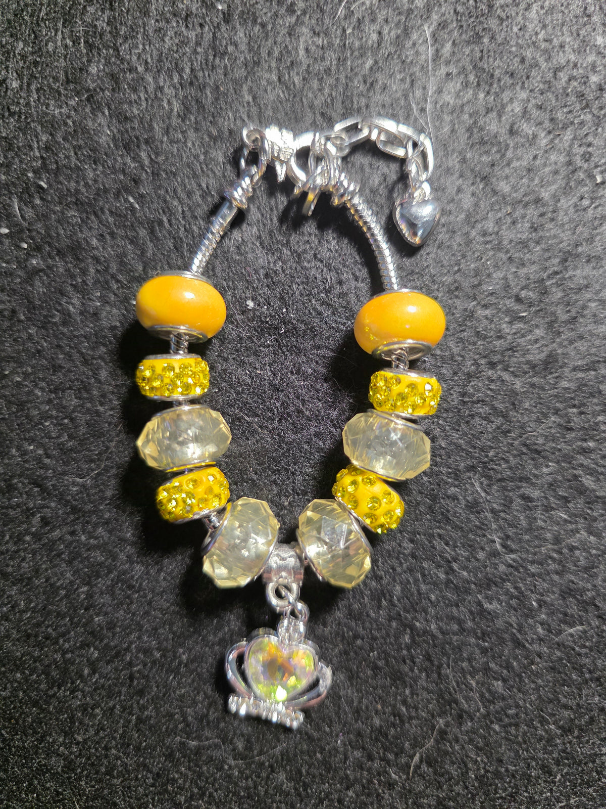 Golden Yellow Crown Beaded Purse Charm