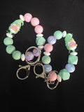 Pastel Mermaid Gnome Silicone Beaded Wristlet Keychain