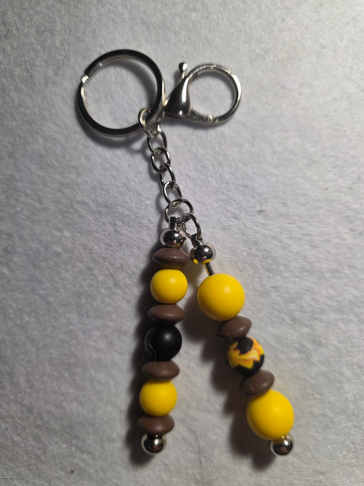 Handmade Sunflower Double-Strand Beaded Keychain