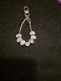 Handmade White & Silver Heart Beaded Purse Charm