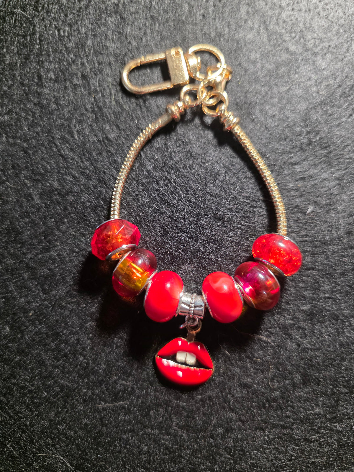 Red Lips Beaded Purse Charm