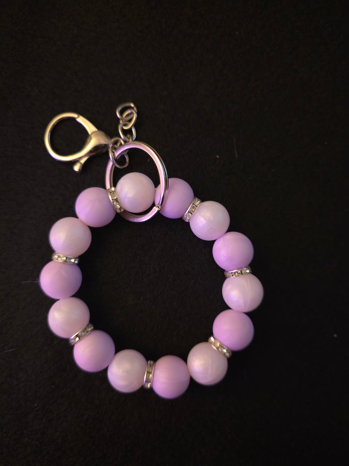 Handmade Pink & Lavender Beaded Wristlet Keychain