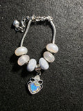 Crystal Heart White Beaded Purse Charm