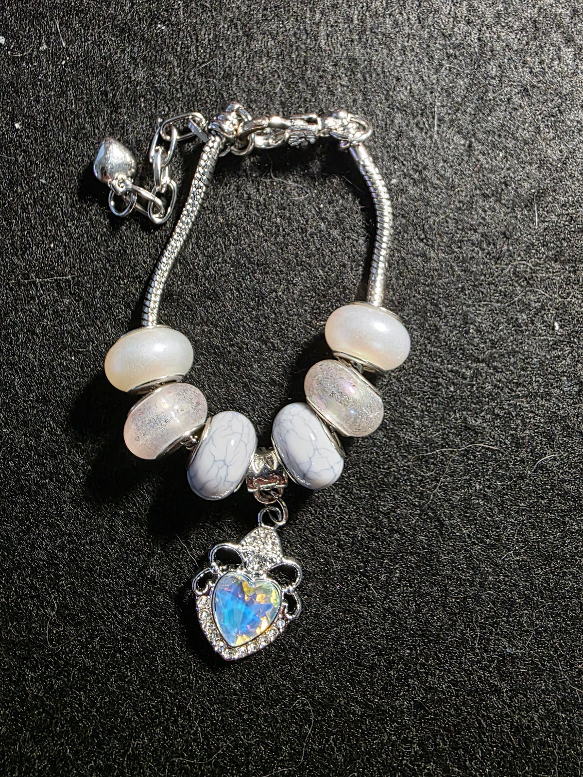 Crystal Heart White Beaded Purse Charm