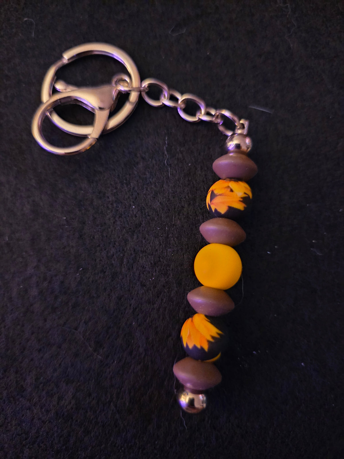 Handmade Sunflower Beaded Keychain