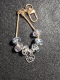 Black & White Love Heart Beaded Purse Charm