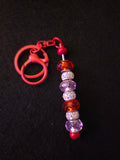 Handmade Red & Crystal Sparkle Beaded Keychain