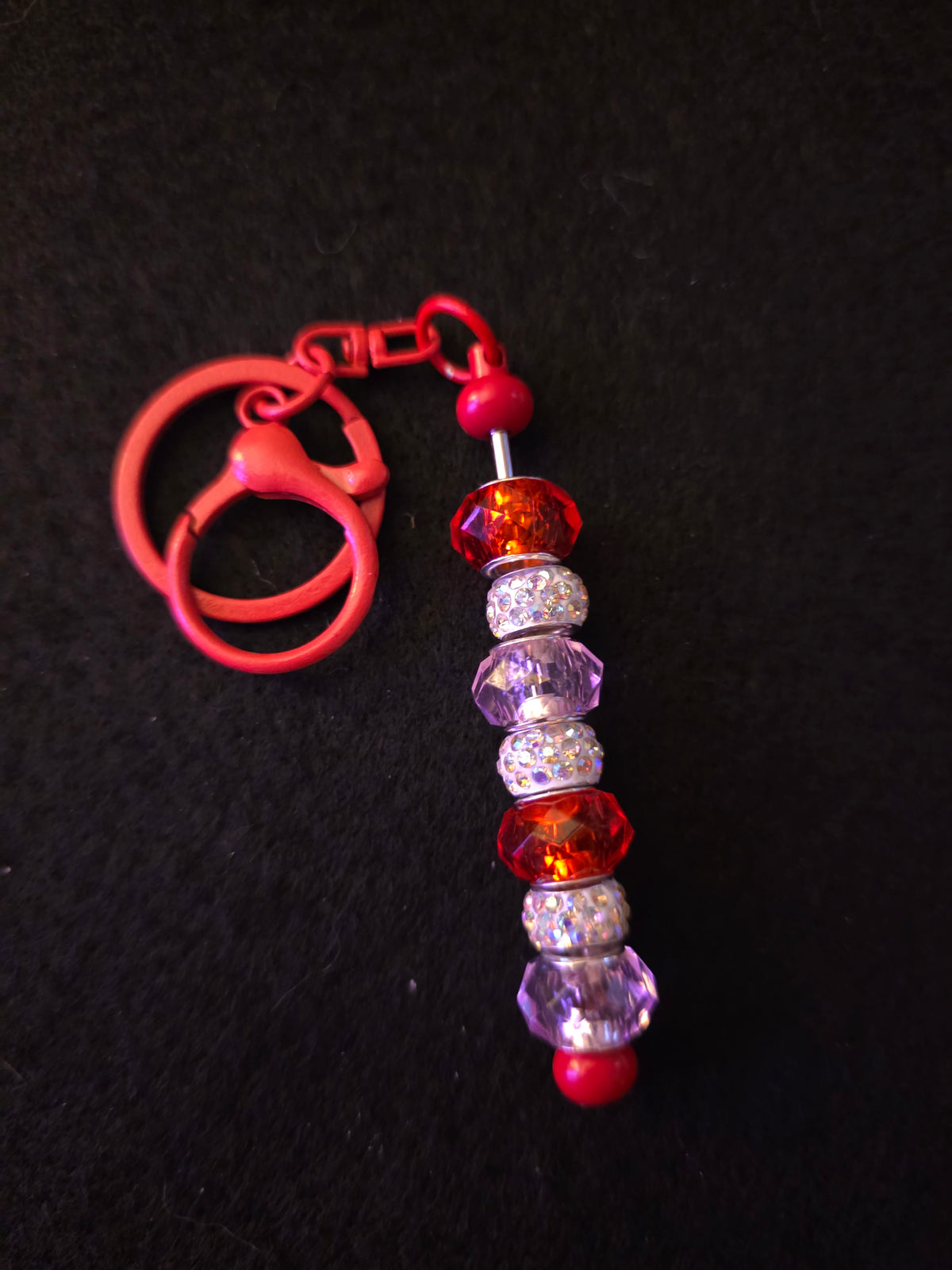 Handmade Red & Crystal Sparkle Beaded Keychain