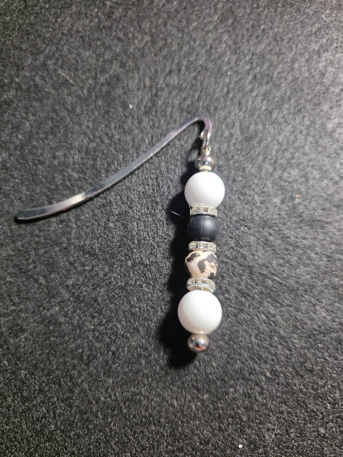 Handmade Black, White & Animal Print Beaded Bookmark