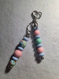 Handmade Pastel Floral Double-Strand Beaded Keychain