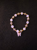 Handmade Pink & Champagne Butterfly Beaded Bracelet