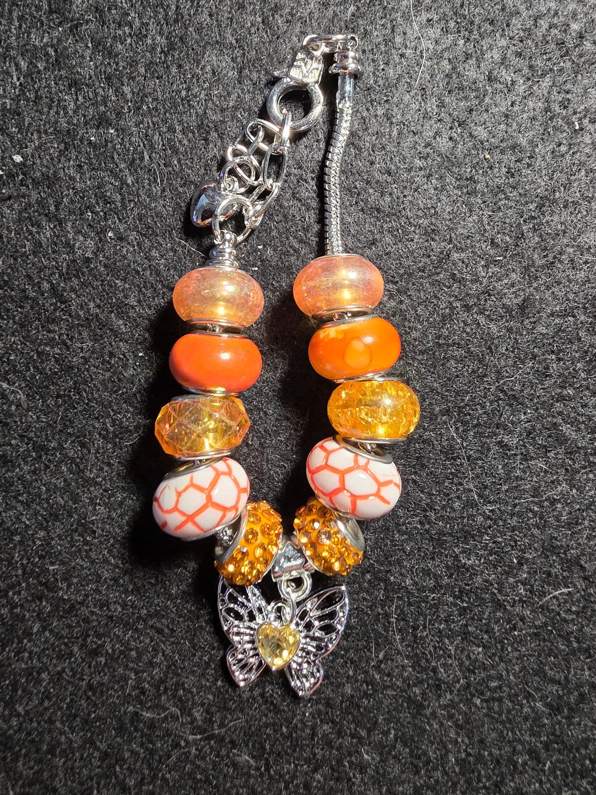 Orange Butterfly Beaded Purse Charm