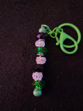 Handmade Green, Black & Crystal Sparkle Beaded Keychain