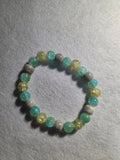 Handmade Aqua & Golden Sparkle Beaded Bracelet