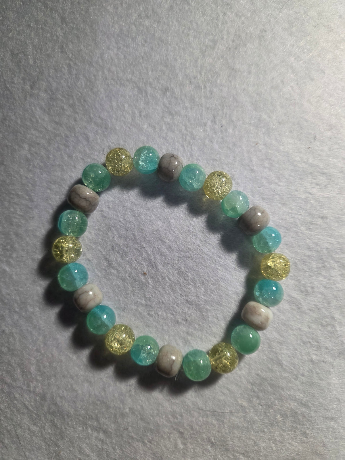 Handmade Aqua & Golden Sparkle Beaded Bracelet