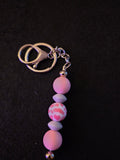 Handmade Pink Patterned Silicone Beaded Keychain