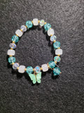Handmade Aqua & White Butterfly Charm Bracelet