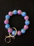Handmade Pink & Blue Beaded1 Wristlet Keychain