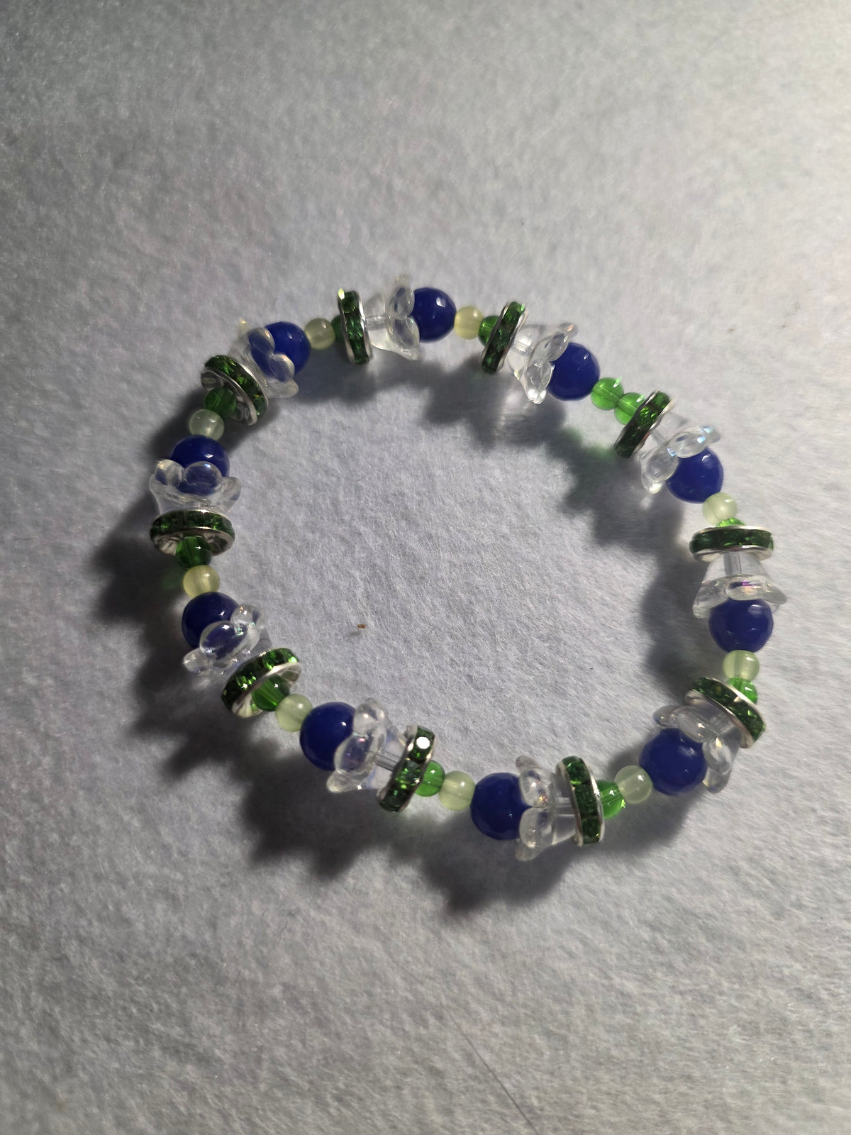 Handmade Blue & Green Crystal Accent Bracelet