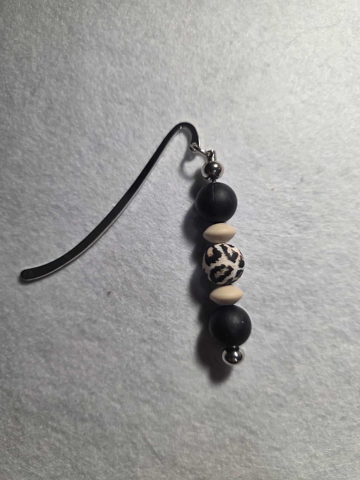 Handmade Black & Cream Beaded Bookmark