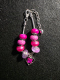 Pink Butterfly Heart Beaded Purse Charm