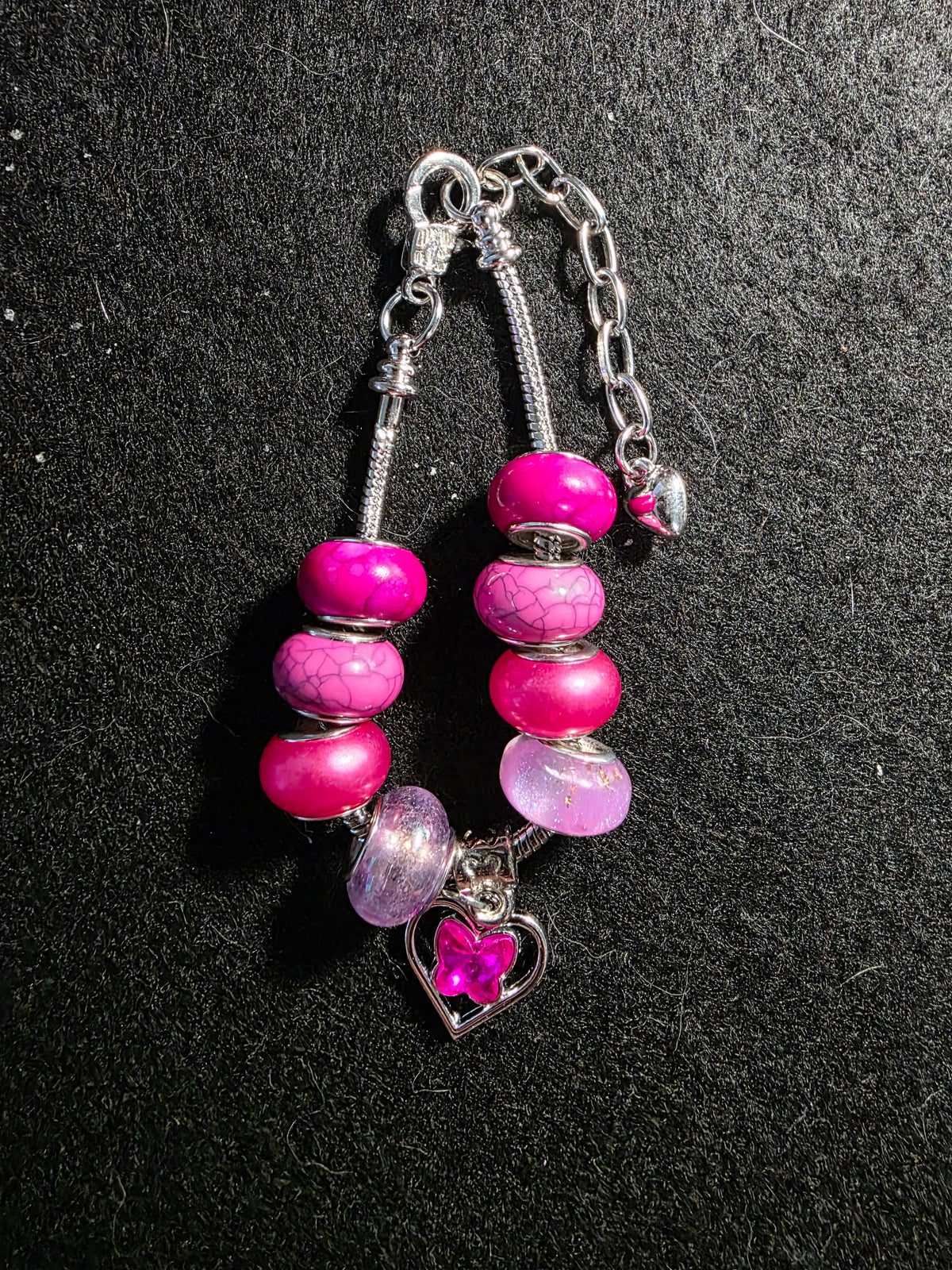 Pink Butterfly Heart Beaded Purse Charm