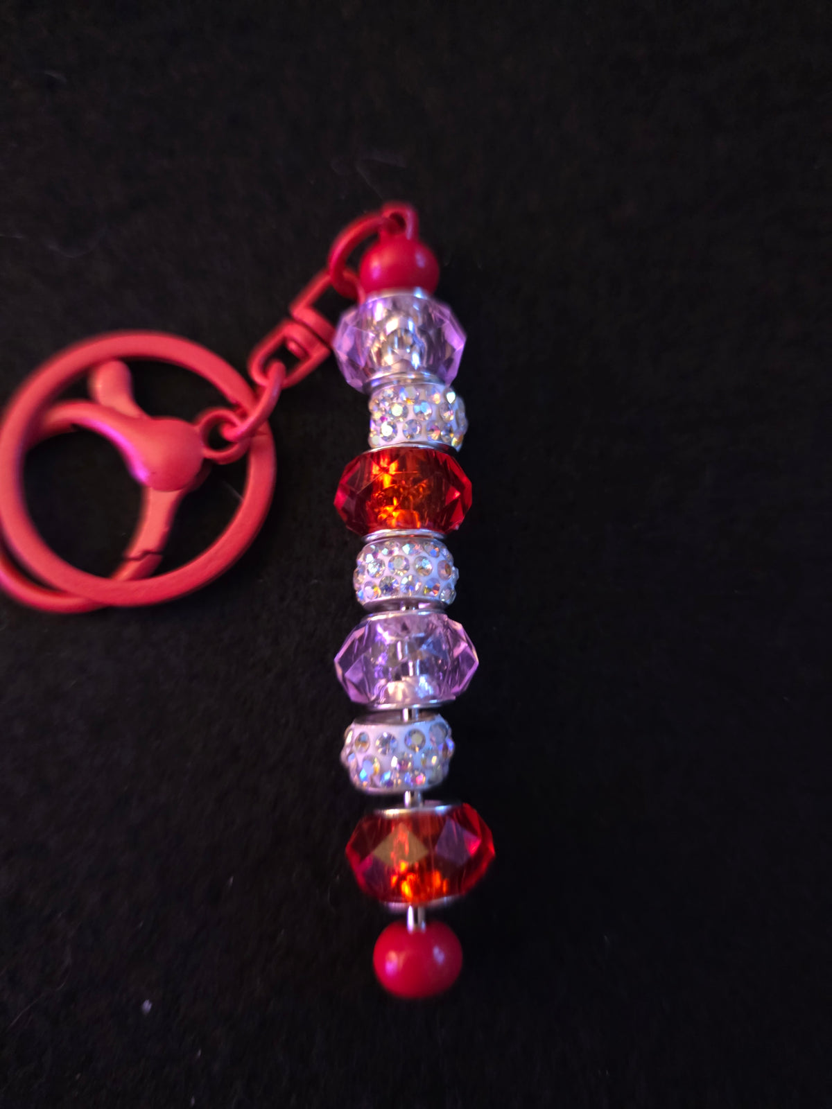 Handmade Red & Crystal Sparkle Beaded Keychain