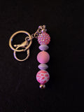 Handmade Pink Animal Print Beaded Keychain