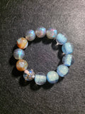 Handmade Blue, Gold & Iridescent Shimmer Beaded Bracelet