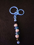 Handmade Blue & Black Sparkle Beaded Keychain