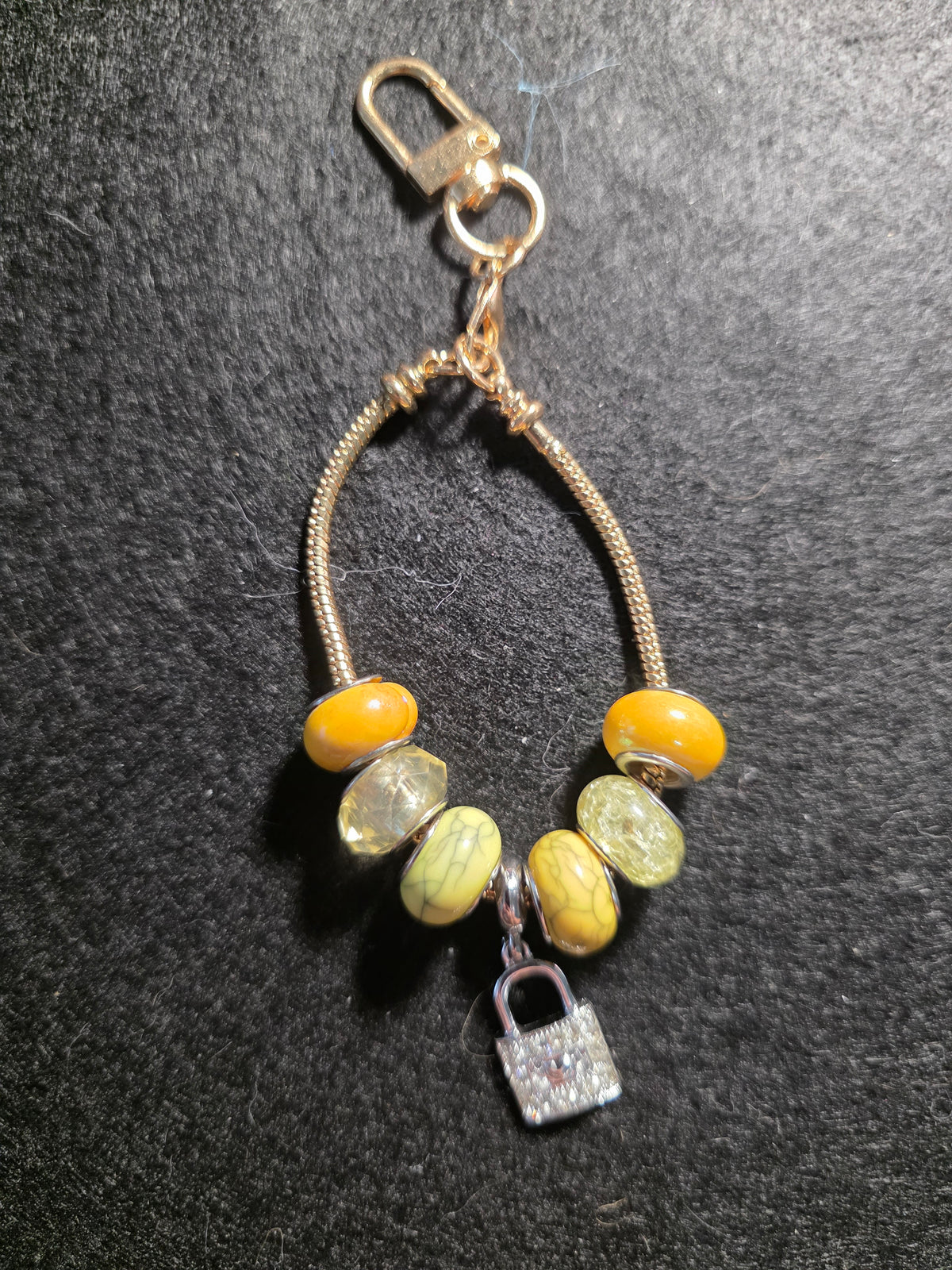 Yellow Sparkle Lock Purse Charm
