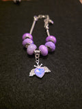 Handmade Purple Winged Heart Charm Bracelet