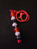 Handmade Red, Black & Crystal Sparkle Beaded Keychain