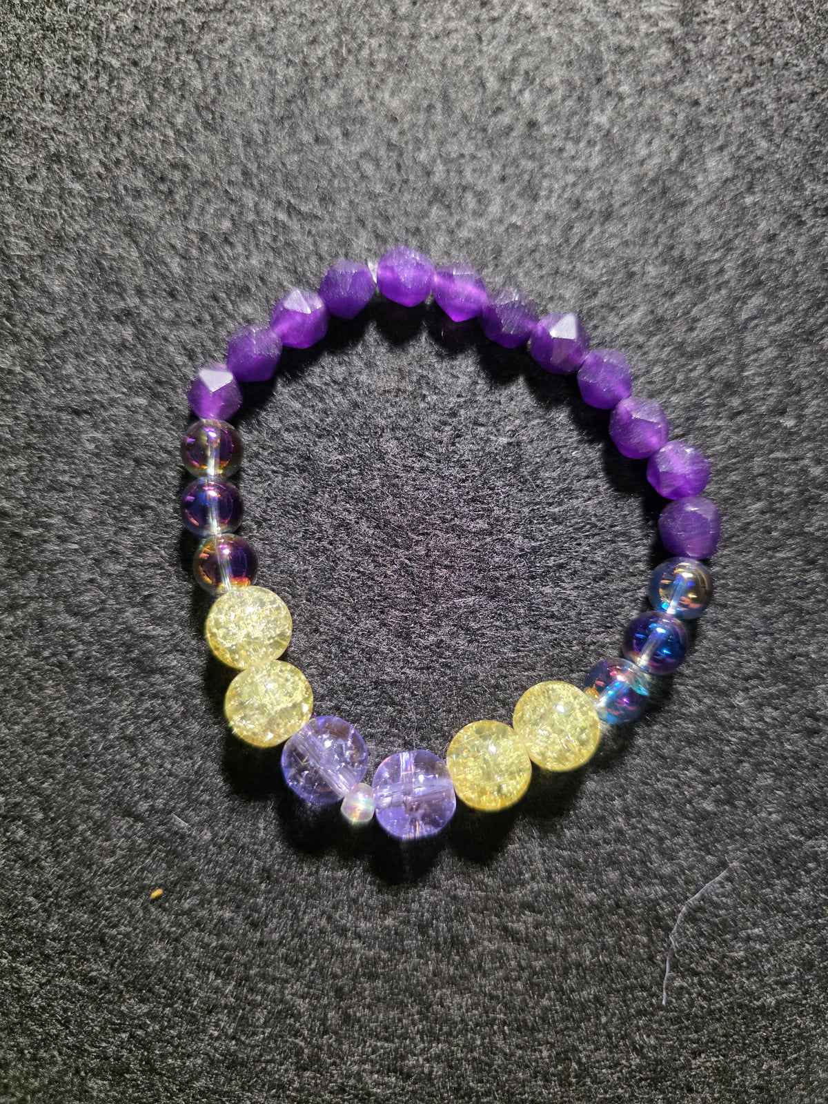 Handmade Purple & Yellow Sparkle Beaded Bracelet