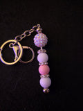 Handmade Pink & Lavender Sparkle Beaded Keychain